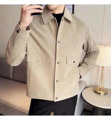 HEARUJOY  -  Autumn Winter Thick Woolen Jackets Men High Quality Single Breasted Turn Down Collar Men's Casual Jacket Slim Fit Business Coats