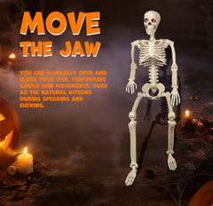 YICKYUE  -  90cm Movable Joints Halloween Skeleton,Simulation Skeleton with Glowing Eyes And Scary Sound for Halloween Decoration