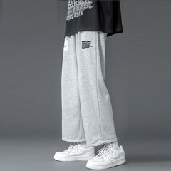 HEARUJOY  -  Autumm Winter Oversized Loose Casual Letter Printing Straight Sweatpants Male Elastic Midi Waist Trend Fashion Pants Men