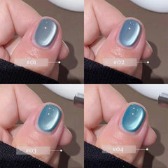 YICKYUE  -  WS 4-Color Spring Summer Nails Ice Transparent Blue Glass Bead Cat Eye Gel Nail Polish Popular Whitening Versatile Upgrade Gel