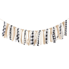 YICKYUE  -  1Pcs Rustic Burlap Banner Linen Lace Bunting for Wedding Party Festival Decoration Fabric Garland Wall Hanging Home Decor