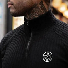 Hearujoy Mens Casual Slim Fit Stretch Knit Short Sleeve Tops Genderless 2024 New Shaping Fitness Streetwear High Neck Zipper Shirt Unisex