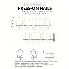 YICKYUE  -  24Pcs Minimalist Fake Nails White French Tip Press On Nails Glossy Medium Almond Shape Full Cover False Nails For Women Girls