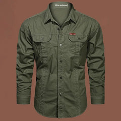 HEARUJOY  -  Long Sleeve Men's Shirt Spring American Trend Vintage Press Free Workwear Loose Versatile Handsome New Style Casual Shirt