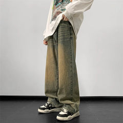 Hearujoy Jeans men 2024 Spring Wide Leg Jeans Male Loose Straight Denim Pants Harajuku Vintage Blue Jean Trouser Streetwear Clothes