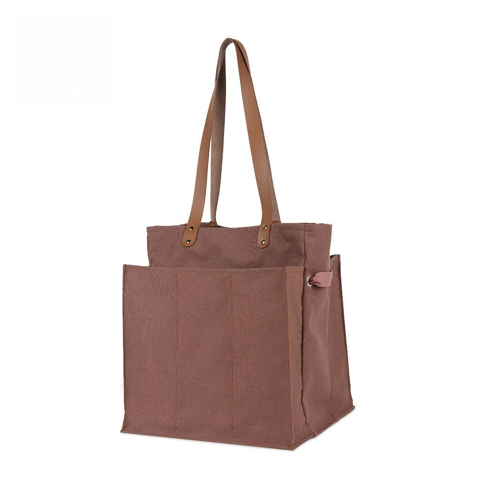 YICKYUE  -  Multi-Pocket Picnic Tote Bag & Shopping Storage Bag Durable Fabric for Food Glass Bottles Eggs Farmers' Markets Outdoor Picnics
