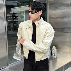 HEARUJOY  -  Spring New Mens Leather Jacket Stand Collar Korean Fashion Loose Hip Hop Motorcycle Coats Outdoor Racing Suit Tops Trend