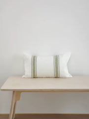 YICKYUE  -  Country Pure Linen Olive Green White Stripes American Retro Bedroom Bedding Soft Decorative Cushion Square Pillow Case