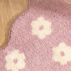YICKYUE  -  Household Products Bathroom Absorbent Mat Flower Pink Toilet Plush Foot Mat Toilet Door Anti-Slip Mat Carpet Princess Style