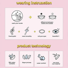 YICKYUE  -  1pair High Quality Colorld Contact Lenses for Eye with Prescription Fashion Blue Lenses Makeup Beautiful Pink Soft Lenses