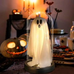 YICKYUE  -  1pcs Halloween Decorations Indoor-Light Up Ghost in Glass Cloche-Cute Ghost with Light for Holiday Decorations