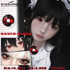 YICKYUE  -  1 Pair Red Halloween Contact Lenses White Cosplay Pupils Soft Colored Contact Lenses Black Anime Lenses Yearly Use Lens