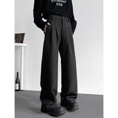 HEARUJOY  -  Grey Suit Pants Men Fashion Society Mens Black Dress Pants Korean Loose Straight Pants Mens Office Formal Trousers Plus Size