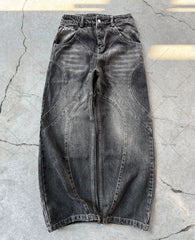 HEARUJOY  -  New High Street Gothic Punk Dark Trousers Y2K Harajuku Retro Washed Distressed Baggy Jeans Men Street Fashion Straight Leg Pants