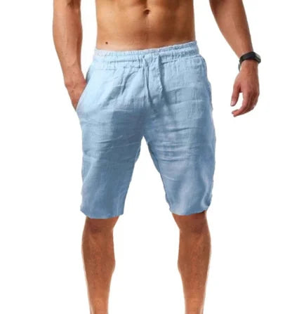 HEARUJOY  -  Cotton Casual Loose Trousers Men'S Summer Casual And Fashionable Solid Cotton And Linen Shorts Pantalon Hommes VêTement Homme