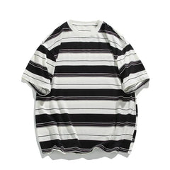 YICKYUE  -  Men's Cotton T-shirt Striped 5XL Mens Oversized T Shirts Fashion Tee Shirts Casual Wear Summer Tshirt Big Size for Man