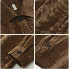 HEARUJOY  -  Japanese Retro Corduroy Long-sleeved Shirt Men Autumn Jacket American Workwear Casual Cardigan