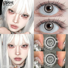 YICKYUE  -  1 Pair New Crazy White Cosplay Lenses Contact Lenses Anime Black Eyes Soft Lenses Halloween Party Contacts Fast Shipping