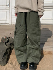 Hearujoy Techwear Parachute Wide Cargo Pants Men Hip Hop Wide Leg Trousers Male Quick Drying Streetwear Loose Oversize Korean