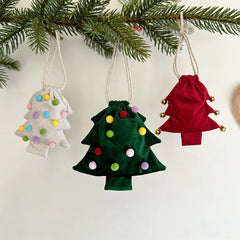 YICKYUE  -  Gift for Her/Him 3pcs Christmas Tree Shaped Velvet Drawstring Gift Bags, Christmas Candy Bags, Hangable Christmas Tree Ornaments