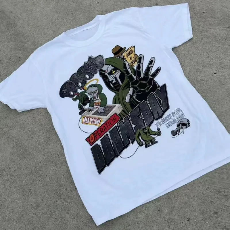 Hearujoy Fashion trend Punk style anime print short sleeve men High Street Hip hop Harajuku oversized T-shirt Street wear casual shirt