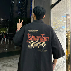 YICKYUE  -  Men's Oversized Shirts 5XL White Fashion Letter Print Mens Blouse Oversize Shirt Casual Wear Summer for Men New Clothing