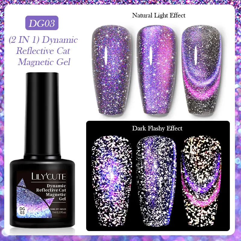 YICKYUE  -  7ml Blue Reflective Cat Magnetic Gel Nail Polish Soak Off UV LED Shining Gel Polish Semi Permanent UV Gel For Nail Art