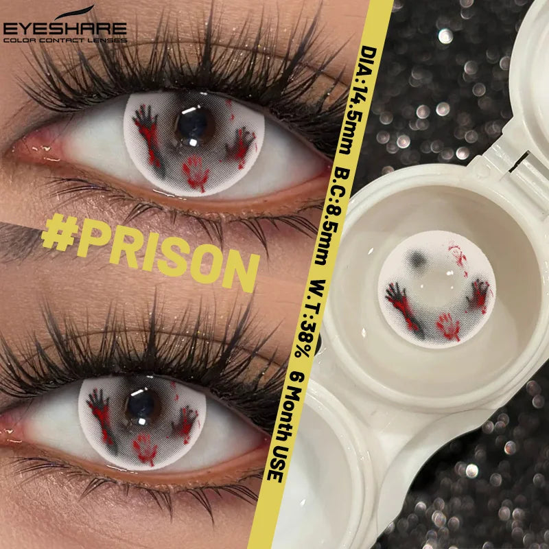 YICKYUE  -  Crzy Halloween Color Contact Lenses Crazy Red Anime Cosplay Contact Lenses for Role Play Party Cosmetic Holidays