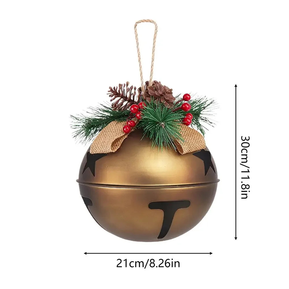 YICKYUE  -  Giant Christmas Bell with Artificial Pine Needles Pine Cone Christmas Tree Hanging Home Decor Xmas Navidad Party Supplies