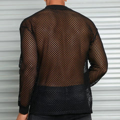 HEARUJOY  -  Breathable Fitness Shirt Hollow-Out T-Shirt 2XL Breathable Mesh T-shirt For Men Hollow-out Crew Neck Design Fashionable Style
