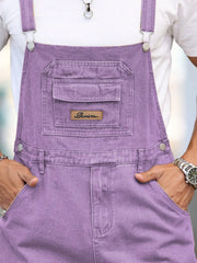 HEARUJOY  -  Men's Four - Season Purple Loose Denim Overalls, Daily Casual Street Trend Suspender Pants