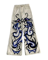 Hearujoy fall new high-waisted baggy jeans for men Y2k High street hip hop vintage printed pants Harajuku punk style wide-leg pants