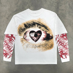 Hearujoy Harajuku Inister Double Layer Casual Graphic T Shirts Gothic Clothes Y2k Tops Autumn long sleeve Streetwear Goth Women Clothing