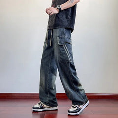 HEARUJOY  -  Summer Wide Leg Washing Jean Flap Pockets Lightweight Cargo Pants Men Street Trousers Loose Casual Thin Summer Pant Big Size 8xl