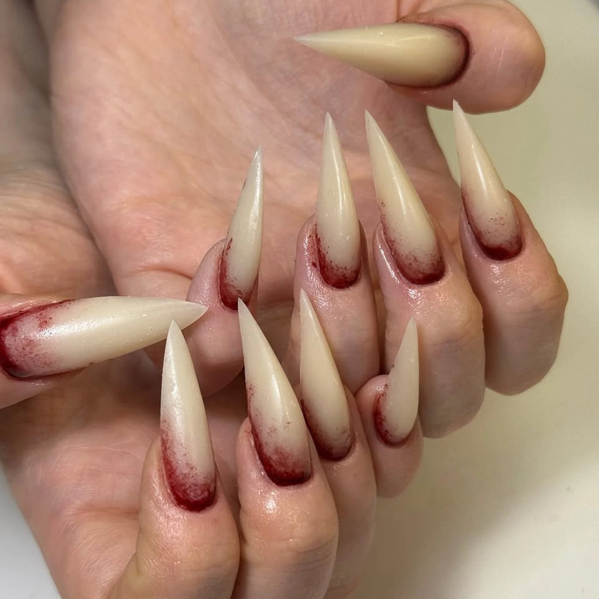 YICKYUE  -  24pcs Gothic Blood Bone Stiletto Tips False Nail Press On Nails for Halloween Party Cosplay Horror Halloween Manicure Sets