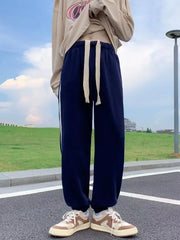 HEARUJOY  -  Casual Straight Leg Pants Men Women Spring Autumn New Lazy Sle Sports Slimming Cuffed Trousers Loose Fit Comfortable Polyes...