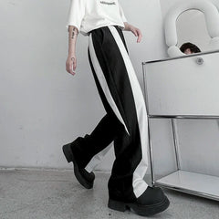 Hearujoy Men's Trousers Korean Style Fashion Highend Black And White Patchwork Straight Casual Pants Trend Autumn Streetwear 9C2406