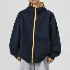 HEARUJOY  -  American Style Color Block Zipper Cardigan Hoodie Autumn New Style Trendy Sporty Style Drawstring Hooded Casual Jacket For Men