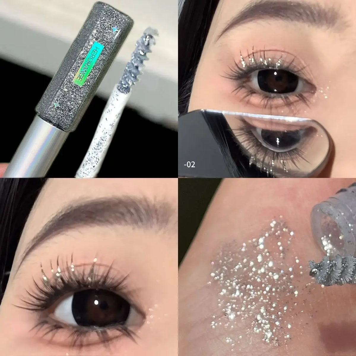 YICKYUE  -  4 Colors Diamond Glitter Mascara Long Lasting Makeup 3D Volume Eyelashes Curling Shimmer Mascara Eye Lash Female Cosmetics