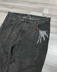 Hearujoy Hip hop personality wings cross graphic design high waisted jeans women y2k aesthetic fashion popular wide leg baggy pants 2024