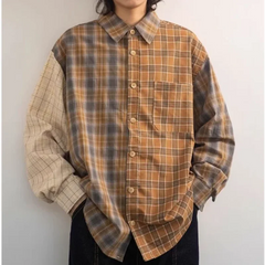 HEARUJOY  -  New Arrival Mens American Style Trendy Plaid Patchwork Long Sleeve Shirt Spring New Style Casual Versatile Shirt Outerwear