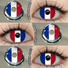 YICKYUE  -  Independence Day Colored Contact Lenses 2Pcs 6 Months Use National Day & Sports  Fan Party Cosplay Eye Makeup Contacts