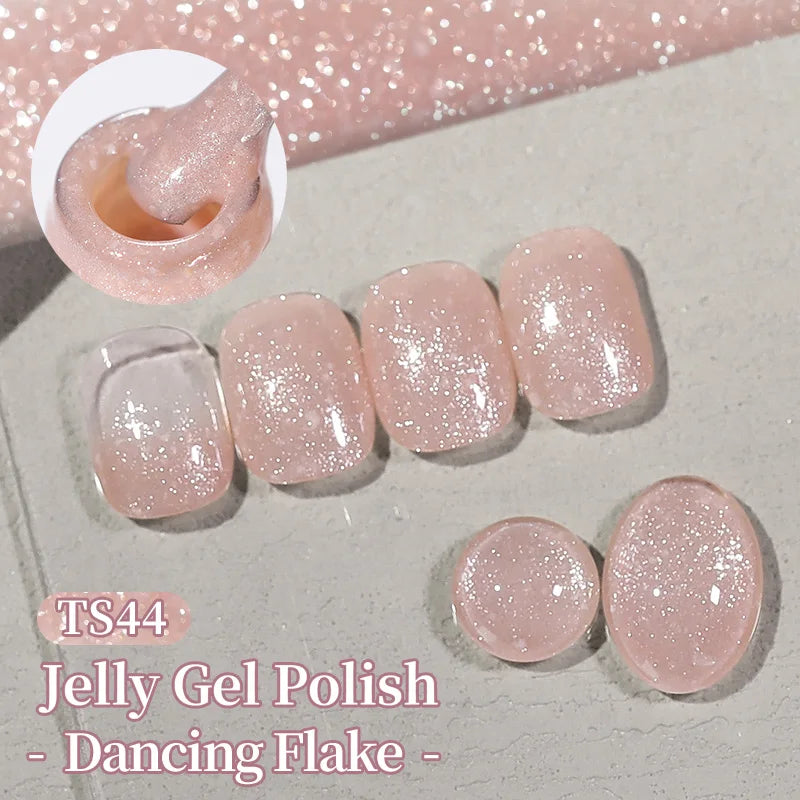 YICKYUE  -  10ml Dancing Flake Jelly Gel Polish White Pink Sparkling Glitter Semi Permanent Soak Off For Nails Art Manicure