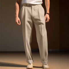 HEARUJOY  -  Men s  Fit Dress Pants Solid Color Flat Front Trousers Classic Business Casual Suit Pants Modern Formal Wear Hemmed Bottoms