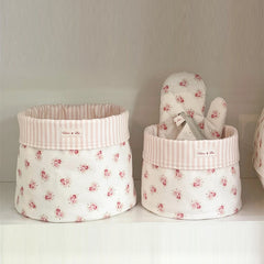 YICKYUE  -  Cute girl heart fabric storage basket desktop kitchen clutter fruit toys cosmetics storage basket floral countryside style