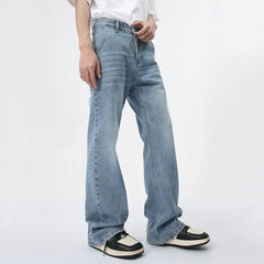 Hearujoy Simple Men Jeans Summer Casual Loose Boot Cut Trousers Zipper Straight Denim Pants Men's Wear Fashion Tide 9C5974