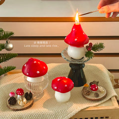 YICKYUE  -  Cute Red Mushroom Candle  Christmas Aromatherapy Soy Mixed Candle Christmas Scented Candles High-quality