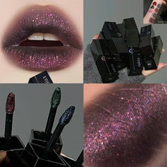 YICKYUE  -  Gothic Matte Black Liquid Lipstick Moisturizer Long-Lasting Punk Blue Green Sparkling Pearl Lip Gloss Halloween Lip Glaze Makeup