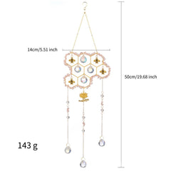 YICKYUE  -  Honeycomb Bee Crystal Sun Catcher Wall Hanging Natural Chip Stones Prism Rainbow Maker Lotus Pendant Window Home Decor Ornaments