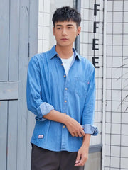 HEARUJOY  -  Light Color Long-sleeved Shirt Men Denim Cardigan Spring and Autumn New Casual Loose Thin Jacket Trendy